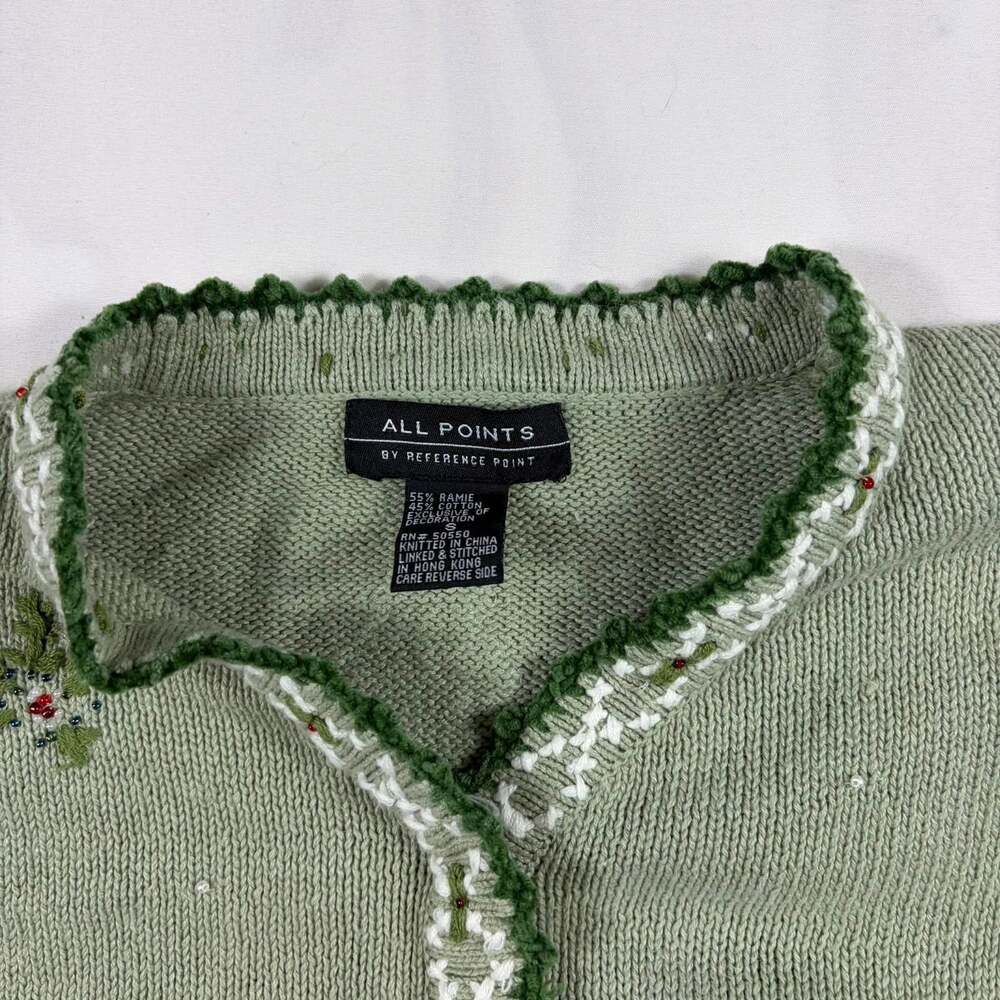 All Points by Reference Point Christmas Tree Embellished Cardigan Sweater - Picture 2 of 5
